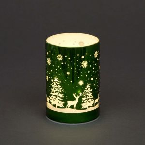 B/O LED Vase / Forest Scene Green