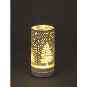 B/O LED Silver Vase/Forest Snowfall