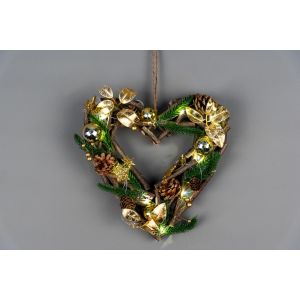 B/O LED Heart Gold Decorations