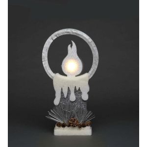 B/O LED Silver Foam Single Candle