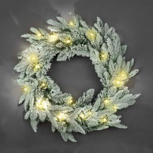 B/O Prelit Snow Lapland Pine WW Wreath-55cm