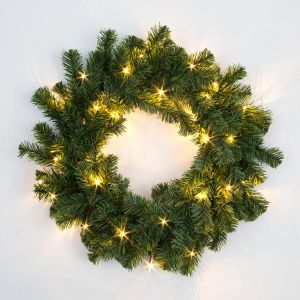 B/O Prelit Green Alaskan Pine WW Wreath-55cm