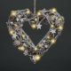 B/O LED Wooden Heart Silver Decs