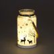 B/O LED Glass Lantern Winter Woodland Scene