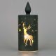 LED Black Glass Candle/Stag