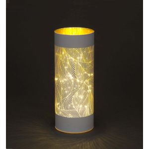 B/O LED Vase Silver Feather Design