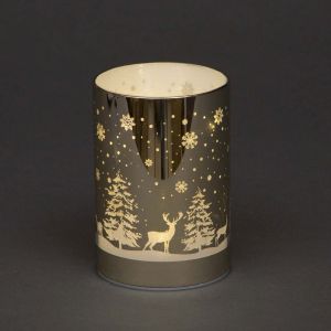 B/O LED Vase / Forest Scene Gold