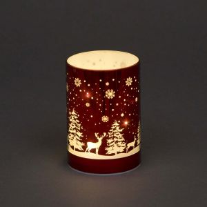 B/O LED Vase / Forest Scene Red