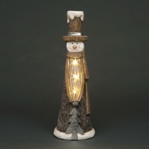 B/O LED Resin Woodland Snowman/Tree